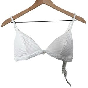 NWT Hollister Swim White Ribbed Triangle Bralette Bikini